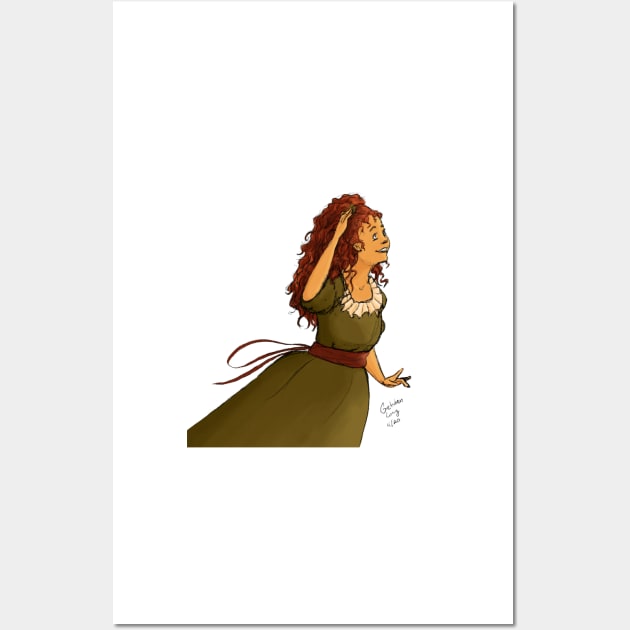 Curly Redhead in a Green Dress Wall Art by A2Gretchen